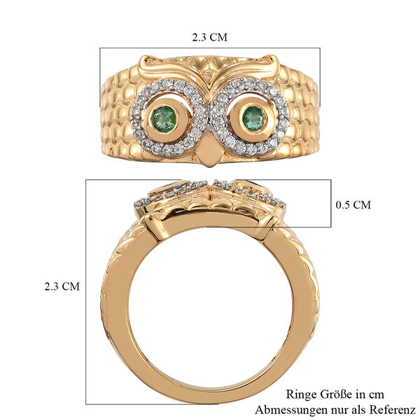 Kagem Sambischer Smaragd und Zirkon Ring 925 Silber vergoldet  ca. 0,71 ct image number 7