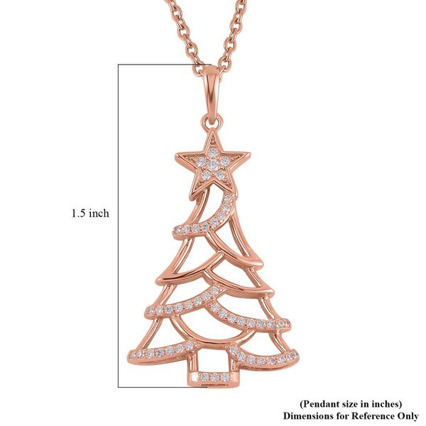 Wei&szlig;er Zirkonia Anh&auml;nger mit Kette, 925 Silber ros&eacute;vergoldet, ca. 0.44 ct image number 8