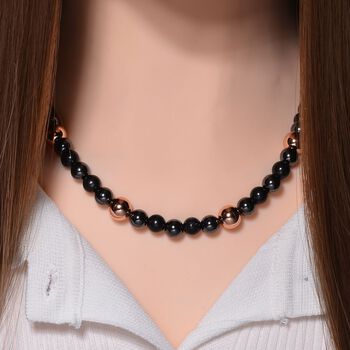 8mm H&auml;matit und Shungit Halskette, 50cm - 292,65 ct.