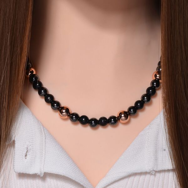 8mm H&auml;matit und Shungit Halskette, 50cm - 292,65 ct. image number 2