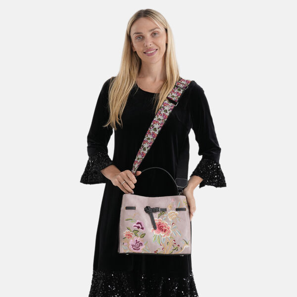 Florale Kunstprint Crossbody Tasche mit Komfort-Schulterriemen, 30x13x23cm, Grau image number 3