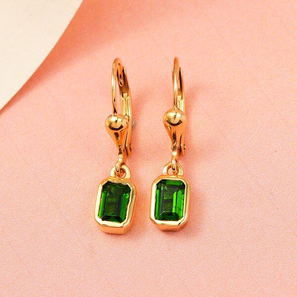 Nat&uuml;rliche Chromdiopsid Ohrringe, 925 Silber vergoldet ca. 1,17 ct image number 2