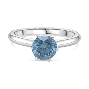 LUXURIANT DIAMOND - Lab Grown Blauer Diamant SI Ring 925 Silber Rhodiniert (Gr&ouml;&szlig;e 18.00) ca. 1,78 ct