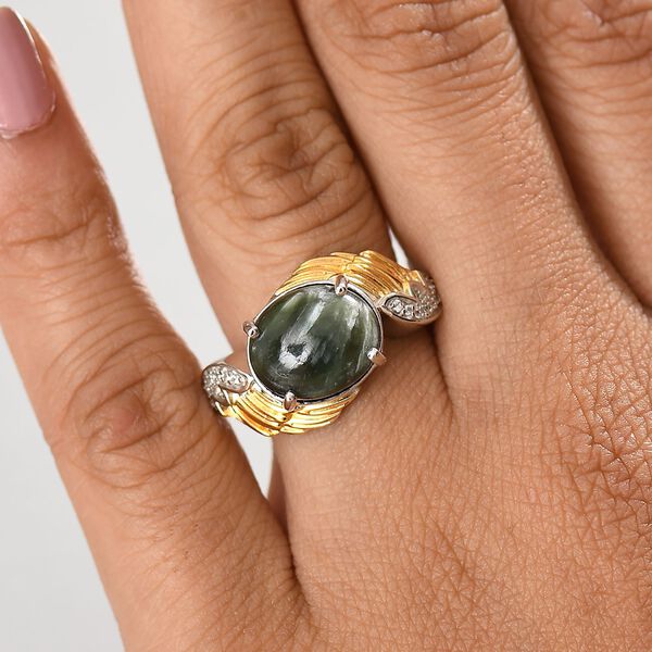 Zweifarbiger sibirischer Seraphinit und Zirkon Ring - 4,97 ct. image number 3