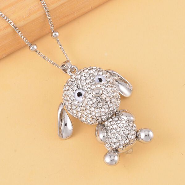 Schwarzer und weißer Kristall-Kaninchen-Anhänger mit 73cm Kette image number 2