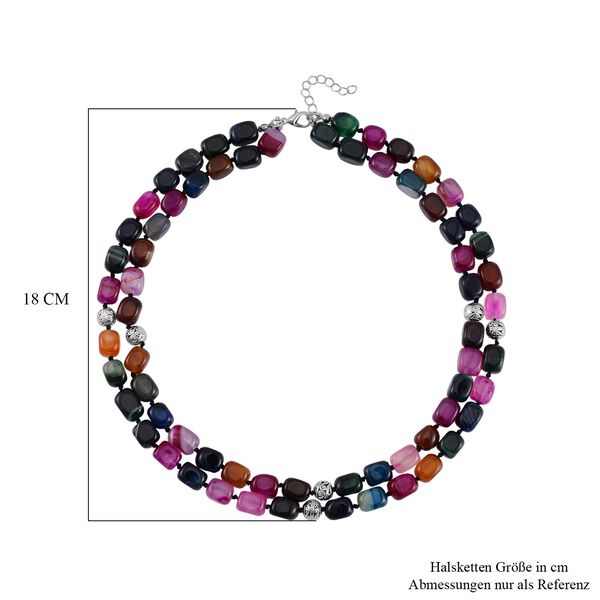 Doppellagige mehrfarbiges Achat-Halskette - 600 ct. image number 5