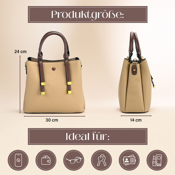 Vielseitige Umhängetasche aus echtem Leder mit abnehmbarem Schulterriemen, 30x14x24 cm, Khaki image number 6