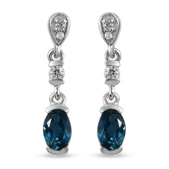 London Blau Topas und Zirkon Ohrringe 925 Silber platiniert ca. 1,60 ct