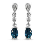 London Blau Topas und Zirkon Ohrringe 925 Silber platiniert ca. 1,60 ct