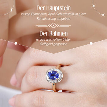 AAA Tansanit und Diamant Ring in 585 Gold - 1,88 ct.