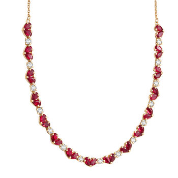 D'Joy afrikanische Rubin und Zirkon 45cm Halskette - 13,06 ct.