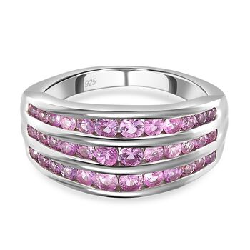 Premium Rosa Saphir Ring, 925 Silber platiniert (Gr&ouml;&szlig;e 17.00) ca. 1.53 ct