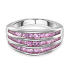 Premium Rosa Saphir Ring, 925 Silber platiniert (Größe 17.00) ca. 1.53 ct