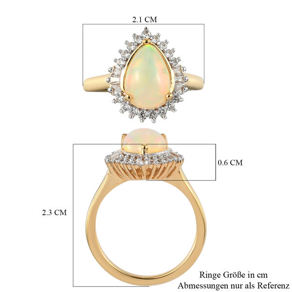 Nat&uuml;rlicher, &auml;thiopischer Opal und Zirkon Halo-Ring, 925 Silber Gelbgold Vermeil  ca. 1,68 ct image number 7