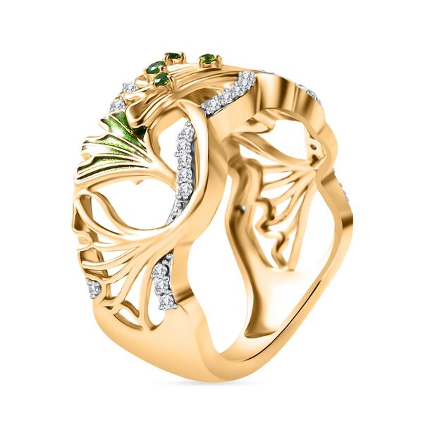 GP Italienische Garten Kollektion - Nat&uuml;rlicher Chromdiopsid, Kanchanaburi Blauer Saphir Ring 925 Silber 750 Gelbgold Vermeil (Gr&ouml;&szlig;e 20.00) ca. 0.39 ct image number 6