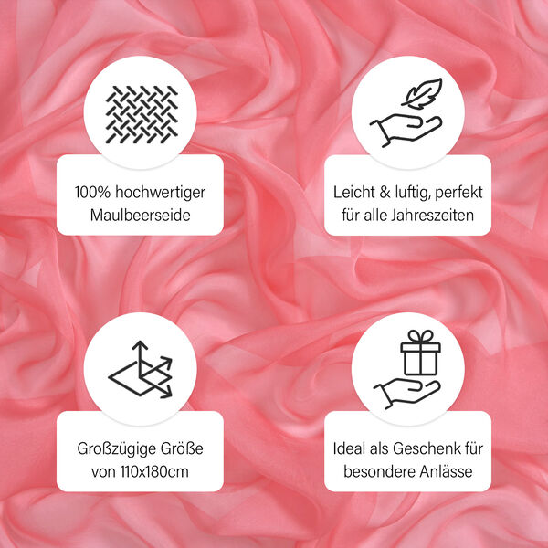 LA MAREY Chiffon Seidenschal, pfirsich image number 4