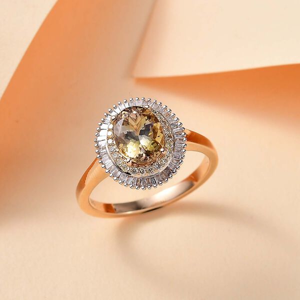 AAA nat&uuml;rlicher goldener Tansanit, gelber und wei&szlig;er Diamant Ring in 585 Gold - 2,33 ct. image number 2