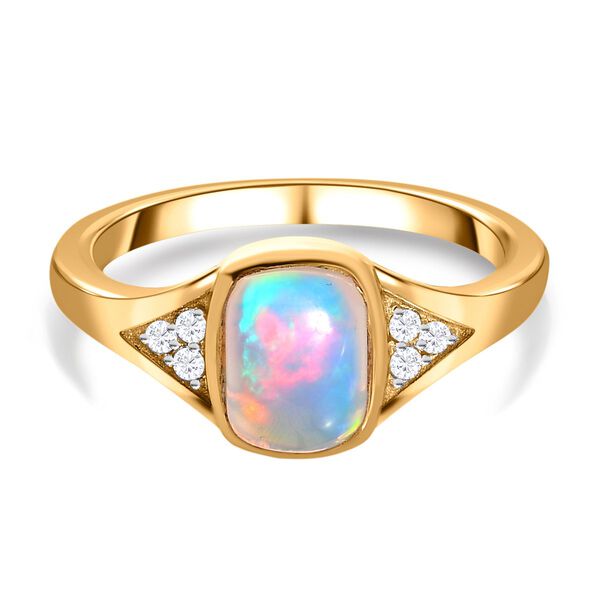 Natürlicher, äthiopischer Welo Opal und Zirkon-Ring - 1,04 ct. image number 0