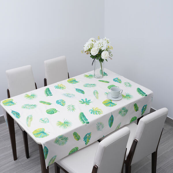 Wasserdichte PVC Tischdecke, Gr&uuml;nes Blattmuster