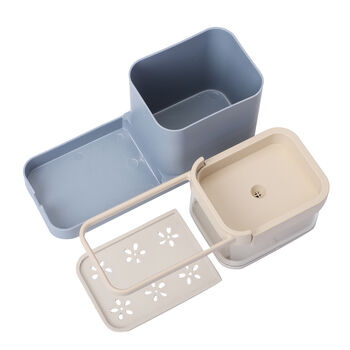 Fl&uuml;ssigseifenspender mit Aufh&auml;nger, Blau und Creme