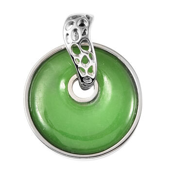 Gr&uuml;ne Jade Anh&auml;nger mit Kette c.a 45 cm 925 Silber rhodiniert ca. 8,95 ct