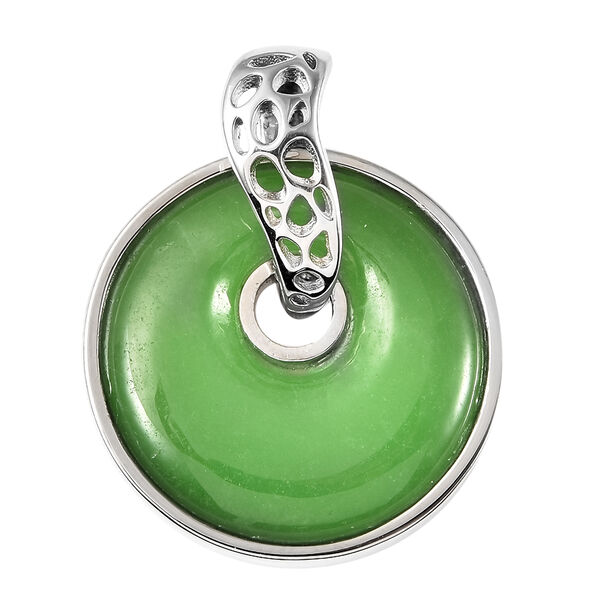 Gr&uuml;ne Jade Anh&auml;nger mit Kette c.a 45 cm 925 Silber rhodiniert ca. 8,95 ct