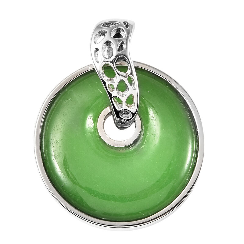 Grüne Jade Anhänger mit Kette c.a 45 cm 925 Silber rhodiniert ca. 8,95 ct image number 0