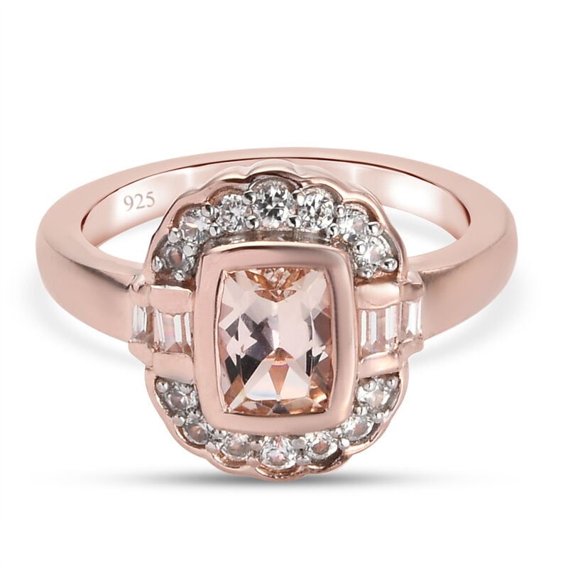 Morganit und Zirkon-Ring, 925 Silber Roségold Vermeil  ca. 1,25 ct image number 0
