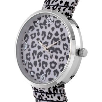 STRADA - Japanisches Uhrwerk, Flexible Uhr, Leopardenfellmuster