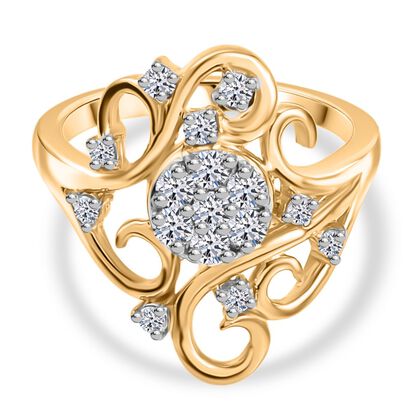 LUXURIANT DIAMOND - Lab Grown Diamant SI-GH SGL zertifiziert Ring 925 Silber 750 Gelbgold Vermeil (Gr&ouml;&szlig;e 17.00) ca. 0.50 ct