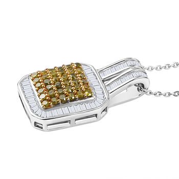 D'Joy gelber und wei&szlig;er Diamant Anh&auml;nger mit 50cm Kette - 1 ct.