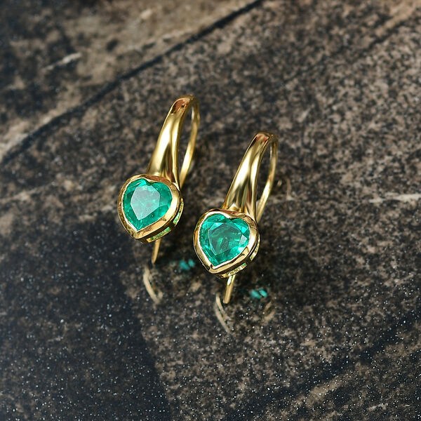 D'Joy Smaragd-Quarz Triplette Ohrringe 925 Silber 750 Gelb Vergoldet ca. 1,82 ct. image number 1