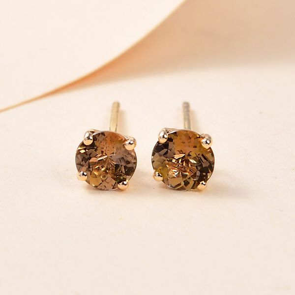 Natürliche goldene Tansanit Ohrringe, 375 Gold, ca. 0.97 ct image number 2