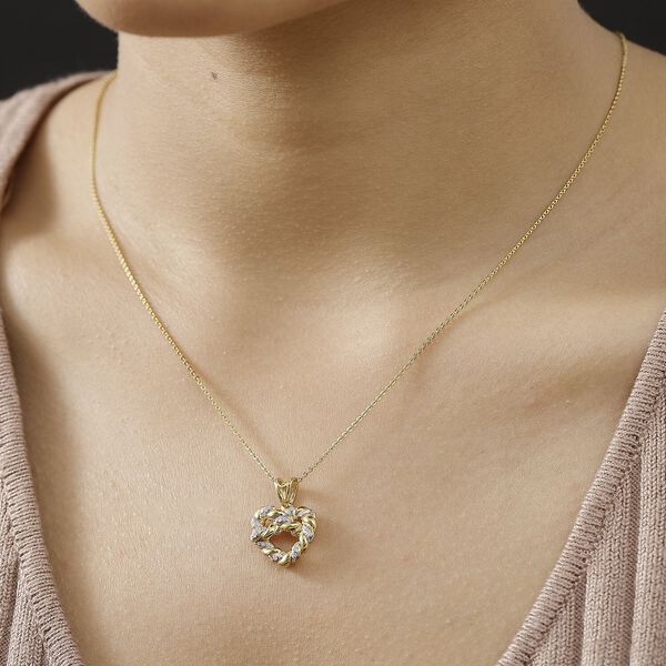 GP Amore Kollektion - Nat&uuml;rlicher wei&szlig;er  Diamant und Kanchanaburi blauer Saphir Anh&auml;nger mit 50cm Kette, 925 Silber 750 Gelbgold Vermeil - 0,15 ct. image number 3