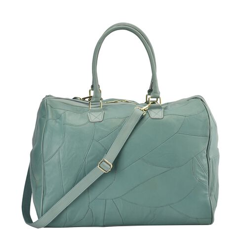 Stylische Patchwork-Reisetasche aus Schafsleder, grün image number 0