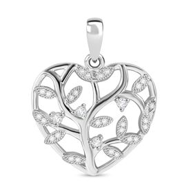 LUSTRO STELLA -Weißer Zirkonia Anhänger 925 Silber rhodiniert
