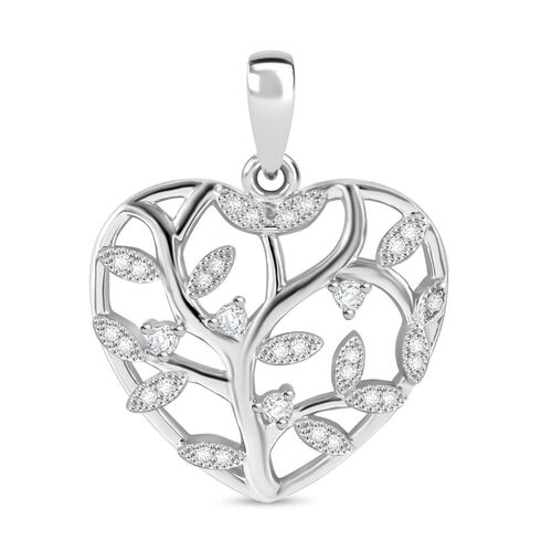 LUSTRO STELLA -Weißer Zirkonia Anhänger 925 Silber rhodiniert image number 0