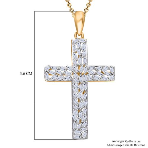 LUXURIANT DIAMOND- SI-GH Labor Diamant Kreuz Anhänger mit 50cm Kette, 925 Silber 750 Gelbgold Vermeil - 0,33 ct. image number 6