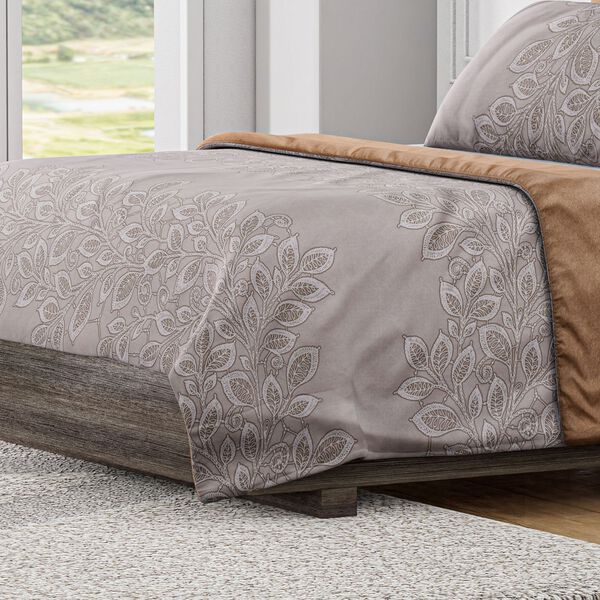 6-teiliges Set: antibakterielle, antiallergische Mikrofaser-Bettwäsche, Blattmuster, Karamell image number 2