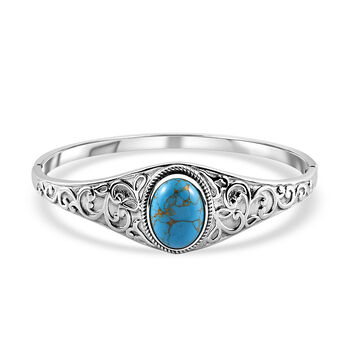 Blauer T&uuml;rkis Armreif ca. 19 cm Edelstahl ca. 11.16 ct