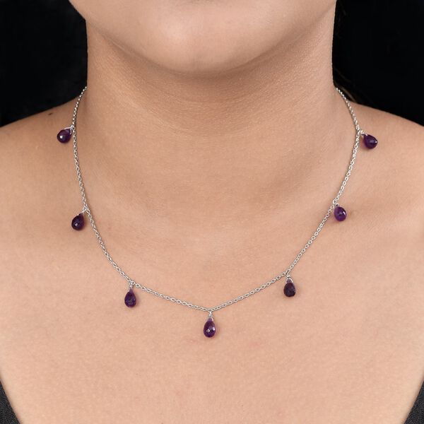 Afrikanischer Amethyst Halskette ca. 50 cm 925 Silber platiniert ca. 10,00 ct image number 3