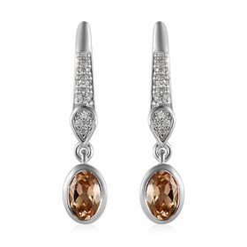AA Ceylon kaiserliche Granat und weiße Zirkon-Ohrhänger - 1,34 ct.