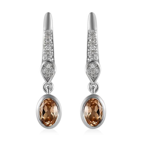 AA Ceylon kaiserliche Granat und weiße Zirkon-Ohrhänger - 1,34 ct. image number 0