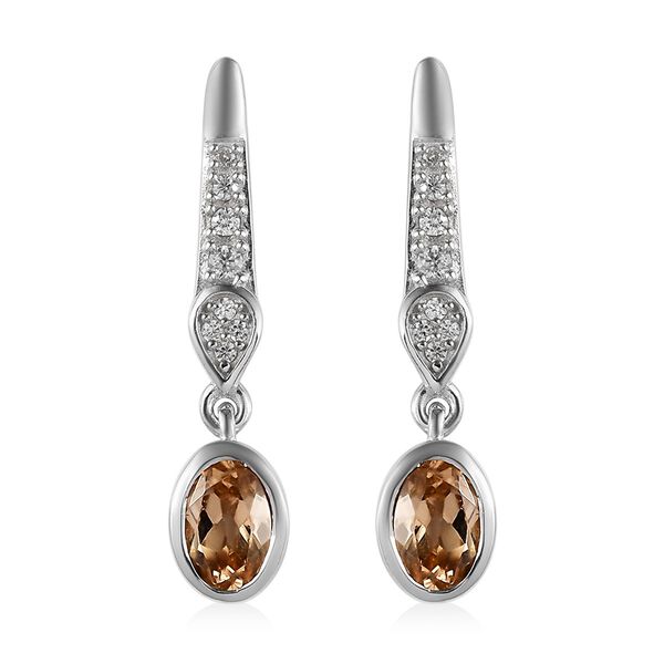 AA Ceylon kaiserliche Granat und weiße Zirkon-Ohrhänger - 1,34 ct. image number 0