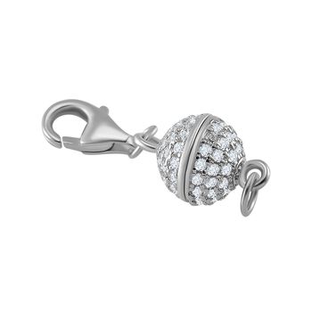 3er Set Wei&szlig;er Zirkonia Magnetschlie&szlig;e 925 Silber tri-farbig