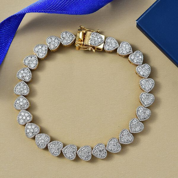 LUXURIANT SI-GH Labor Diamant 20cm Armband, 925 Silber 750 Gelbgold Vermeil - 4,15 ct. image number 2