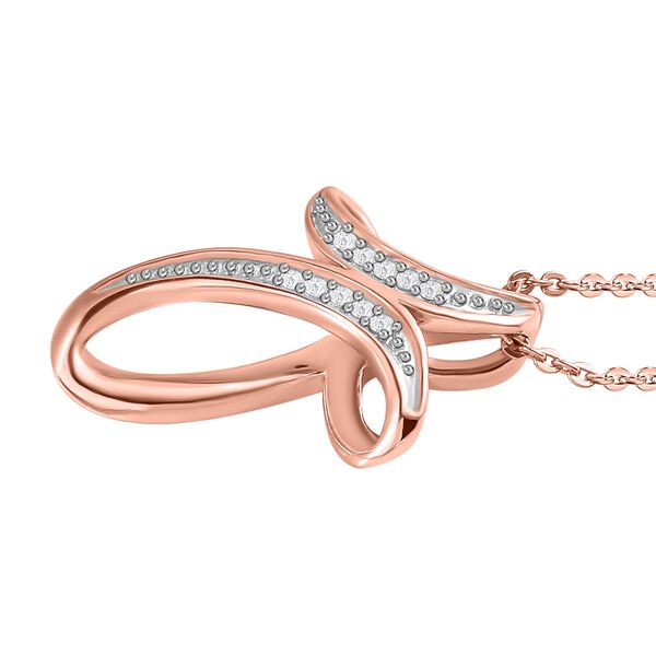 Wei&szlig;er Diamant Anh&auml;nger mit Kette, 925 Silber Ros&eacute;gold Vermeil image number 4