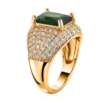 Gr&uuml;ner Zirkonia, Wei&szlig;er Zirkonia Ring Nickelfreies Messing (Gr&ouml;&szlig;e 20.50)