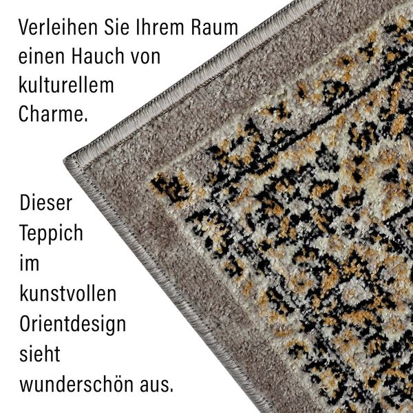 Moderner grauer & mehrfarbiger Läufer - 950 GSM, Größe: 66x180cm, grau image number 4