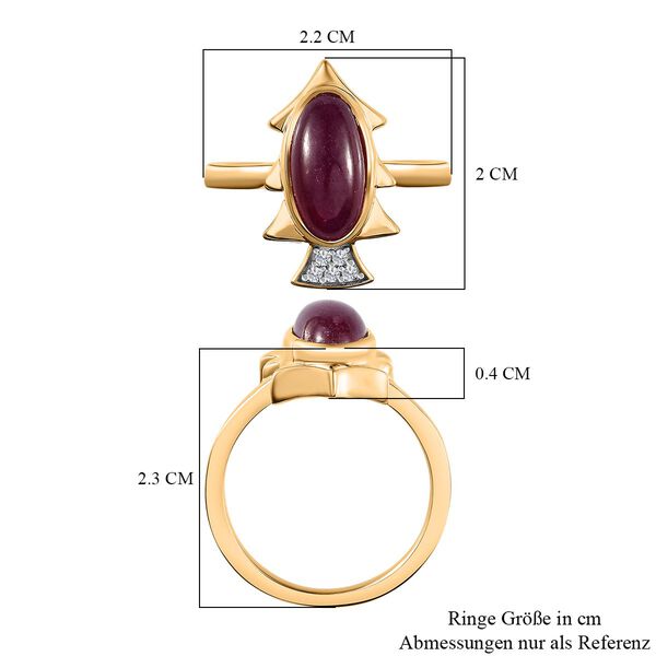 Afrikanischer Rubin (Fissure gefüllt), Kanchanaburi Blauer Saphir Ring, 925 Silber Gelbgold Vermeil (Größe 20.00), ca. 4.38 ct image number 6